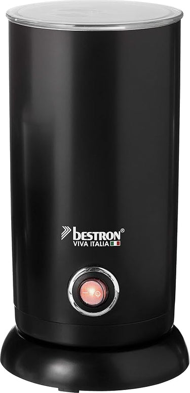Bestron Espumador de Leche Eléctrico, Viva Italia, Inalámbrico, 550 W, 300 ml, Negro